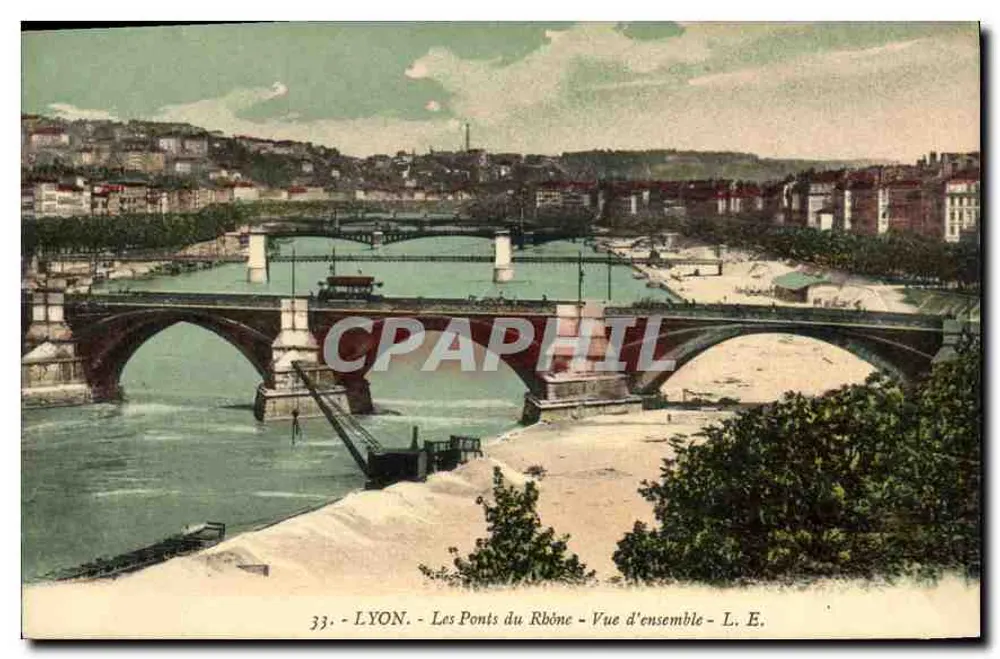 LYON - Os Pontes do Rhône - Vista geral - L. E. - Frente