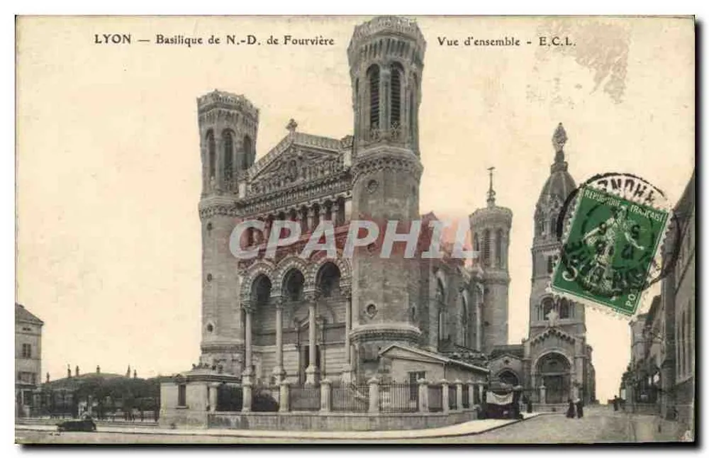 LYON — Basílica de N.-D. de Fourvière — Vista geral — E.C.L. - Frente