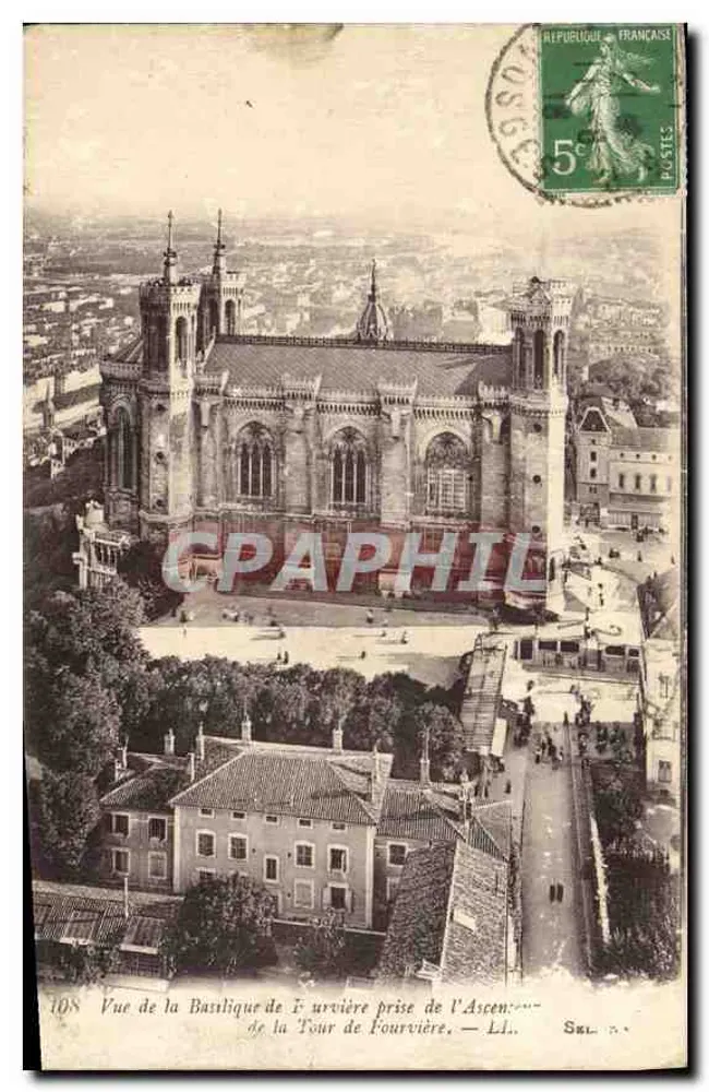 Ansicht der Basilika Fourvière vom Turm Fourvière — Sel. n° 108 - Vorderseite