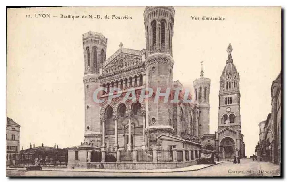 LYON — Basilica N.-D. di Fourvière — Vista generale — Carrier, edit. Dépose - Recto