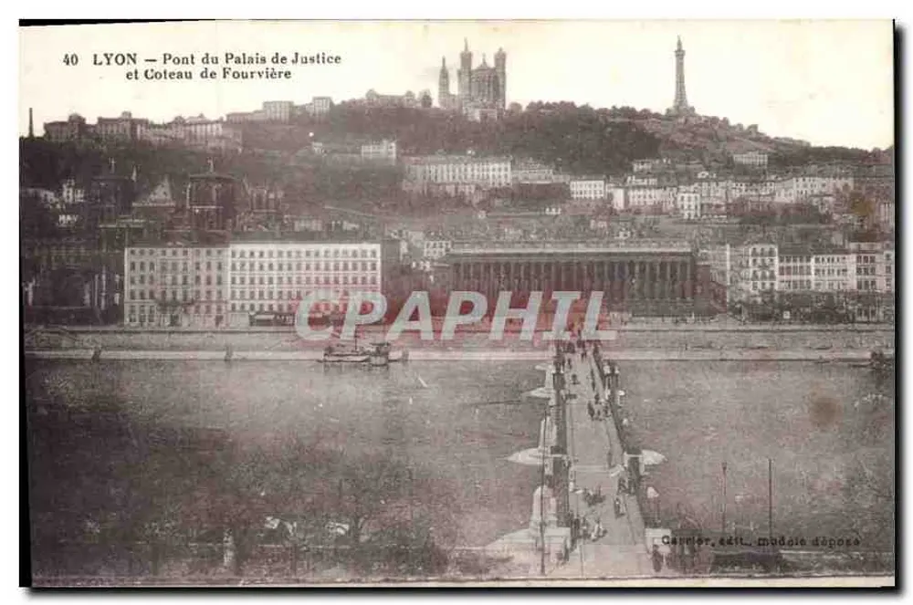 LYON — Brücke des Palasts der Gerechtigkeit und Fourvière-Hügel — Gavetier, Verlag, Einlage-Modell - Vorderseite