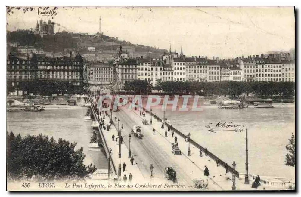 LYON — Le Pont Lafayette, la Place des Cordeliers et Fourvière — Fenchis, n°456 - Vorderseite