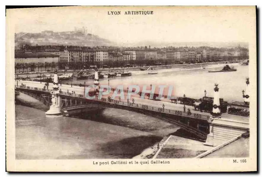 Die Brücke Galliéni und der Kai Gaillleton — Lyon — Lyon Artistique, M. 166 - Vorderseite