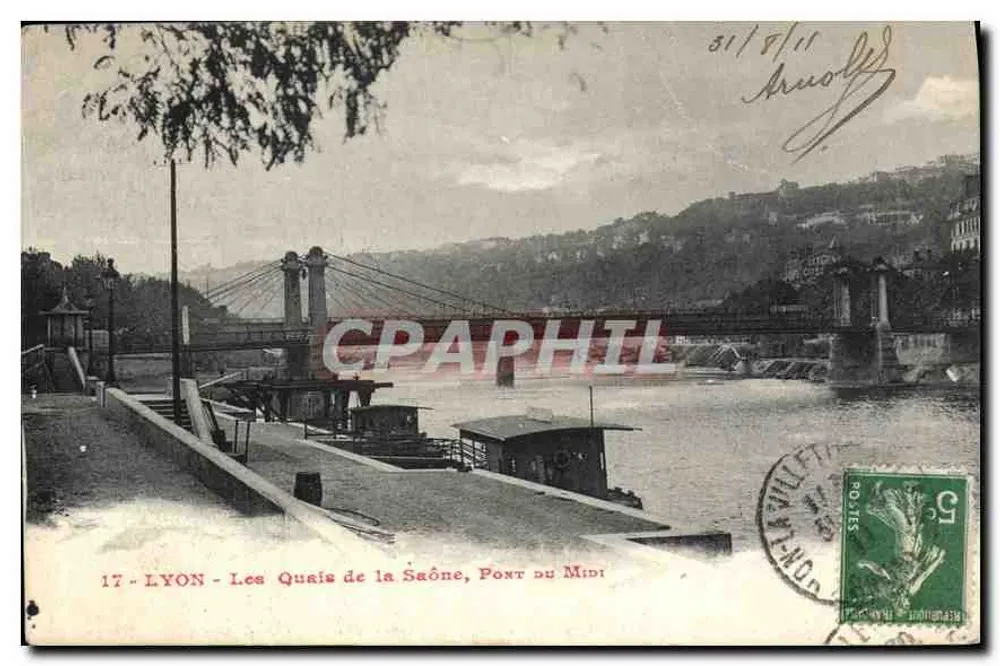 LYON - Os Quais da Saône, Ponte do Meio — editor não identificado, n° de série 17 - Frente