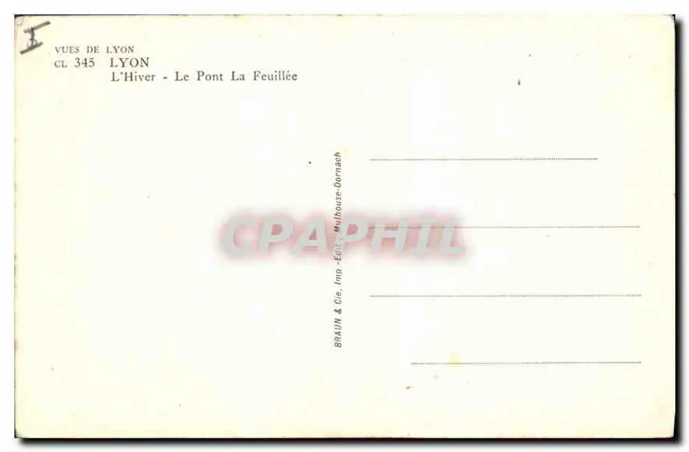 Winter — Der La Feuillée-Brücke — Ansichten von Lyon, Serie CL 345 - Rückseite