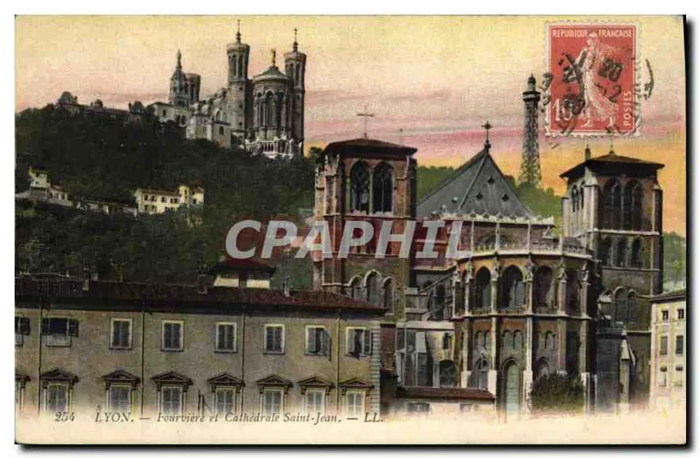LYON. — Fourvière und Kathedrale Saint-Jean. — LL. — Französische Republik - Vorderseite