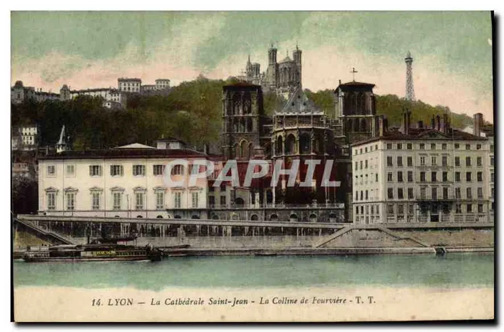 LYON — Die Kathedrale Saint-Jean — Fourvière-Hügel — T. T. - Vorderseite