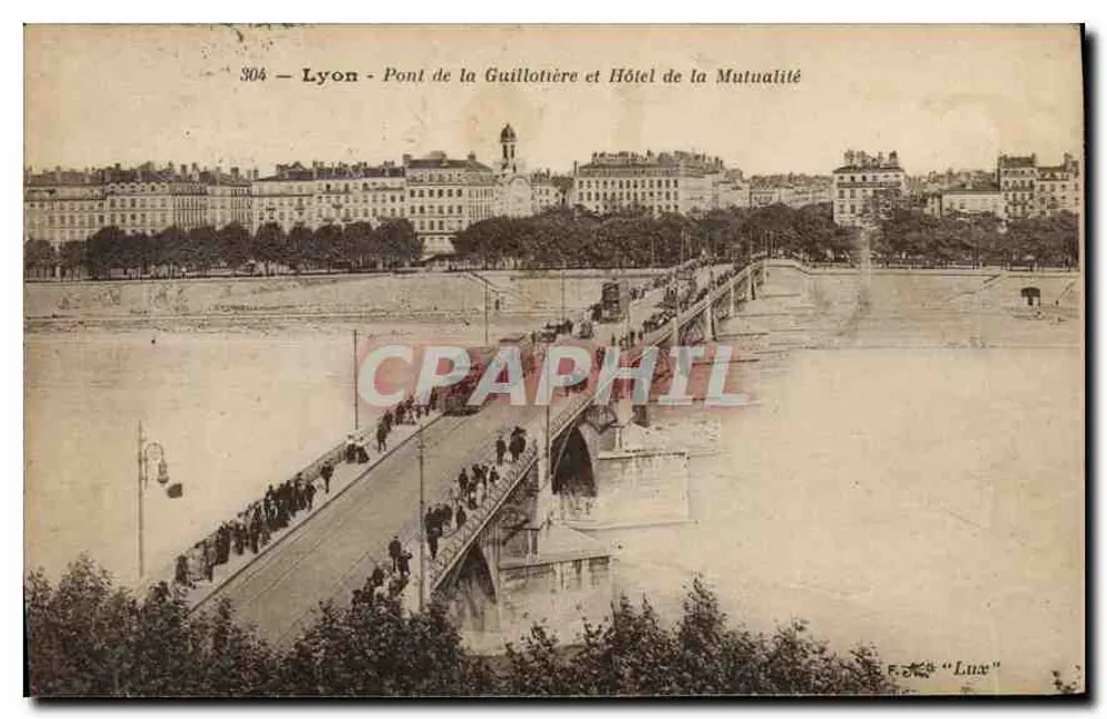 Lyon - Brücke Guillotière und Hotel der Mutualité — Verlag F. & C. 'Lux', Nr. 304 - Vorderseite