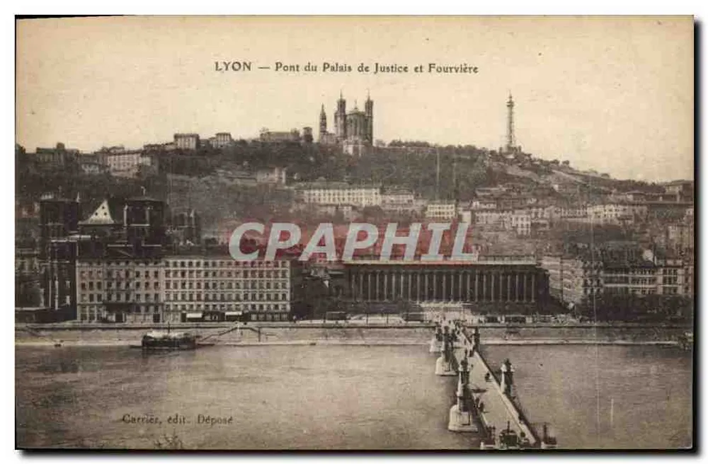 LYON — Brücke des Palais de Justice und Fourvière - Vorderseite