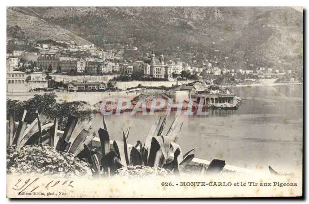Monte-Carlo y el Tiro al Pavo — Edición Giletta, fot., Nice, n° 626 - Anverso