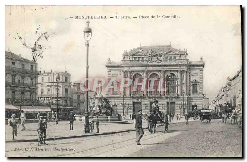 Montpellier — Theater — Place de la Comédie — Edit. J. Albaitte, Montpellier - Vorderseite