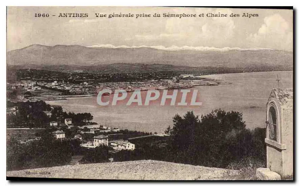 Antibes — Allgemeiner Blick vom Sémaphore und der Alpenkette — Ausgabe 1960 - Vorderseite
