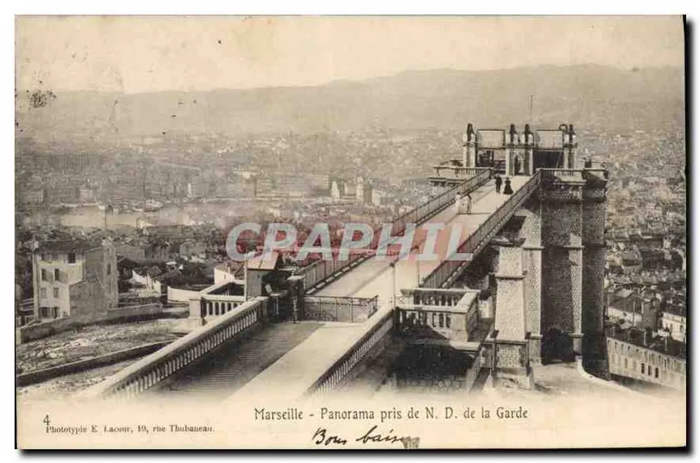 Marseille - Panorama tirado de N.D. de la Garde — Fototipia E. Lacon, 19, rue Thubaneau - Frente