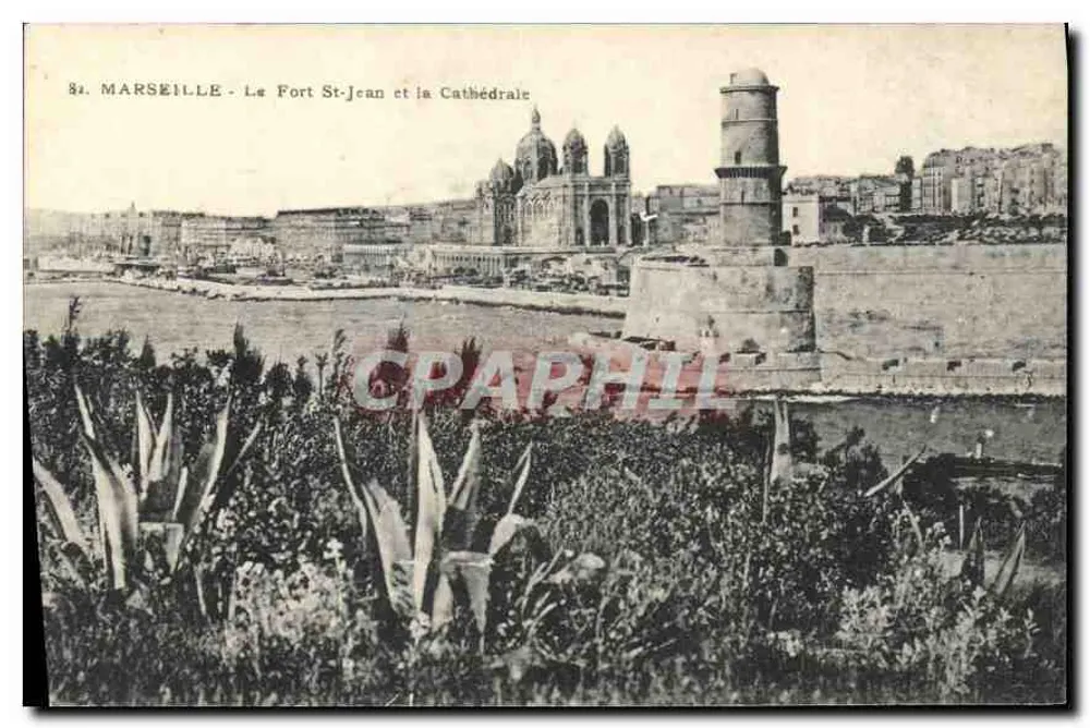 MARSEILLE - Le Fort St-Jean et la Cathédrale — Phototype Marseille, J. G. L. K. - Vorderseite