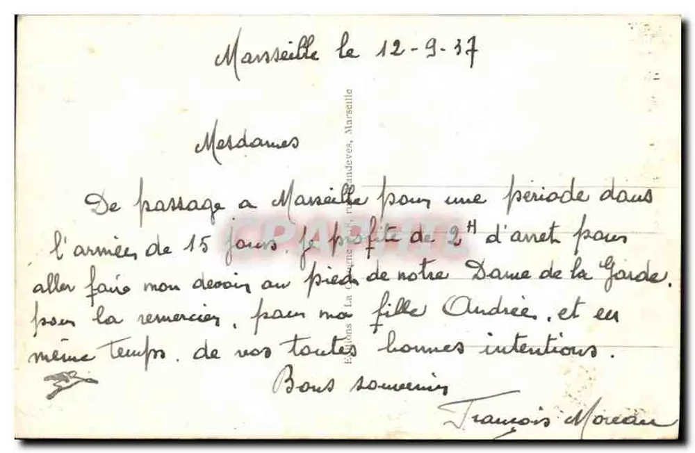 Marselha — Nossa Senhora da Guarda — Edições La Fleur de Lys, n°40 - Verso