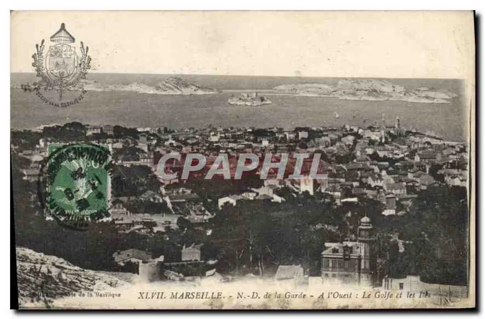 Marseille - Notre-Dame de la Garde - Westlich: Der Golf und die Inseln — Verlag der Basilika, Nr. XLVII - Vorderseite