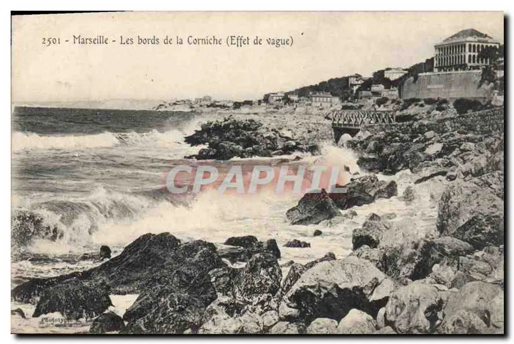 Marseille - Les bords de la Corniche (Effet de vague) — Phototypie, n° 2501 - Frente