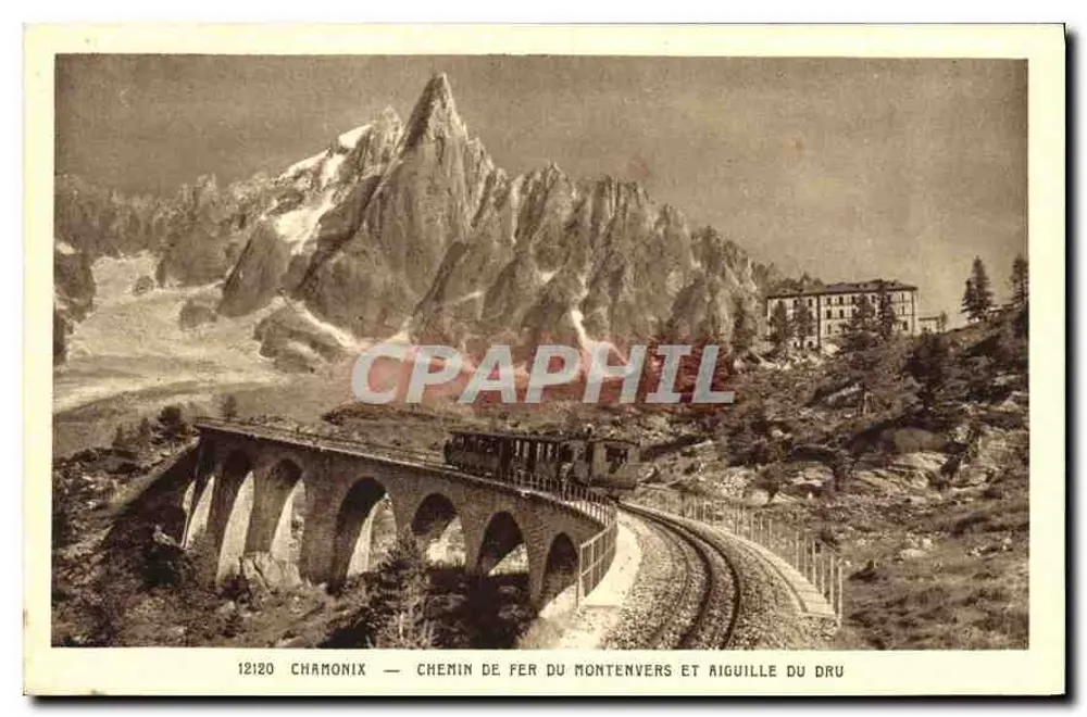 Chamonix — Eisenbahn Montenvers und Aiguille du Dru — n° 12120 - Vorderseite
