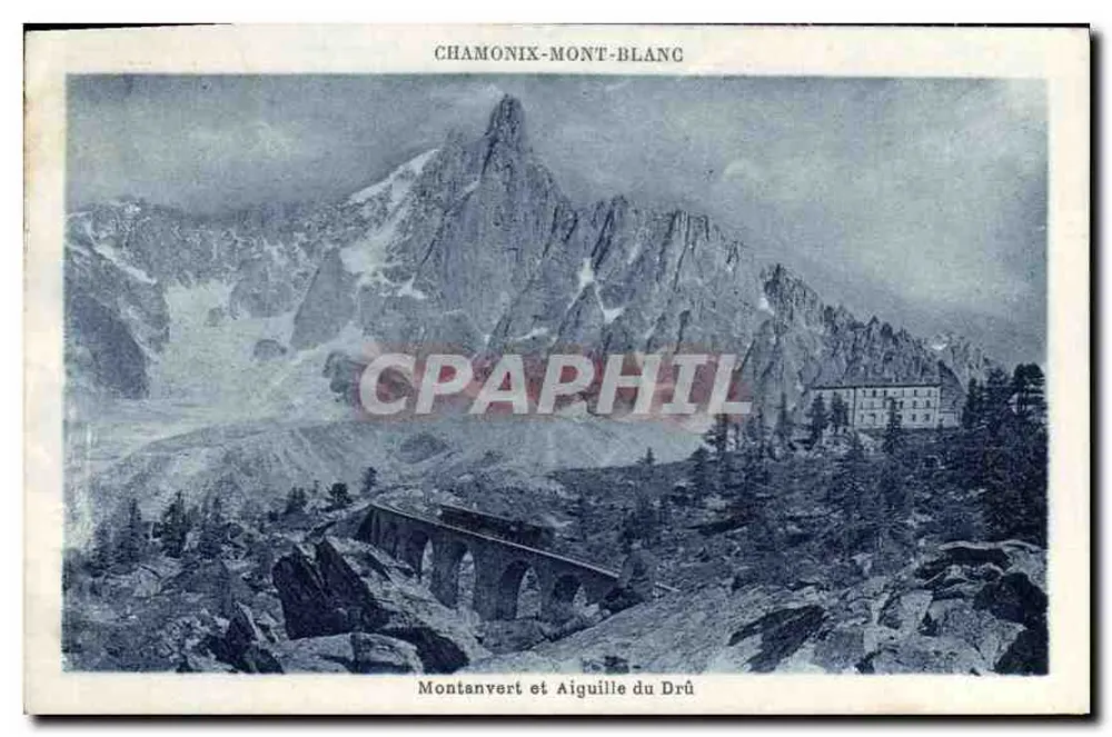 Chamonix-Mont-Blanc — Montanvert und Aiguille du Drû — G. Tarras, phot.-edit., Chamonix-Mont-Blanc - Vorderseite