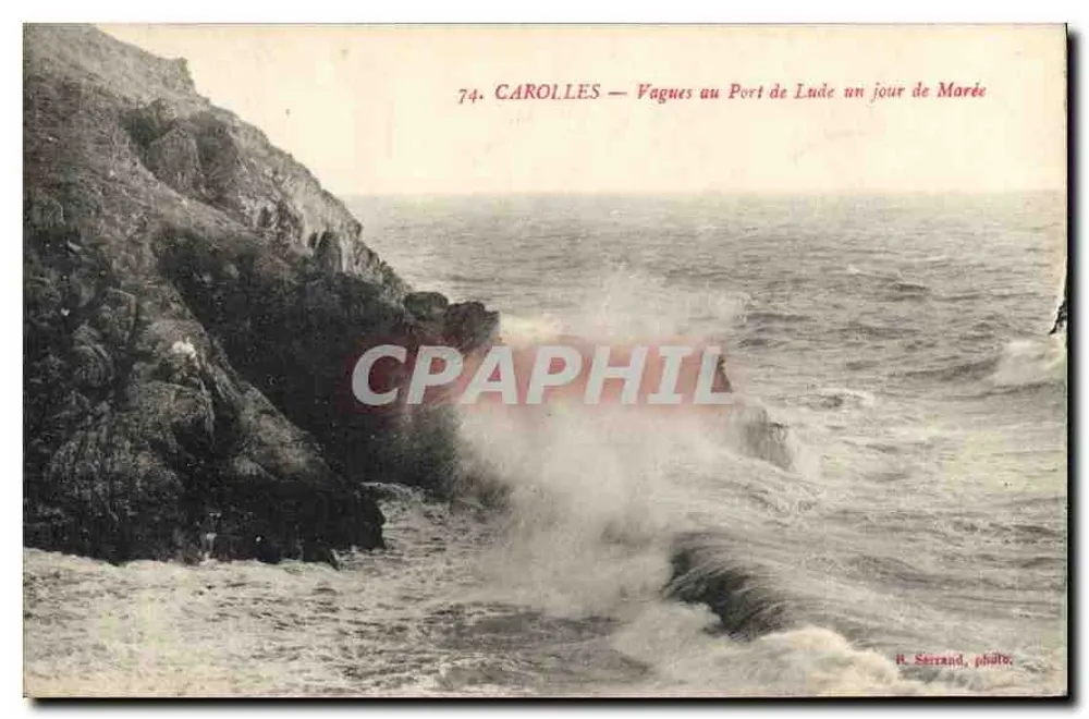 Carolles — Wellen am Hafen von Lude an einem Gezeiten Tag — H. Serrand, Foto - Vorderseite