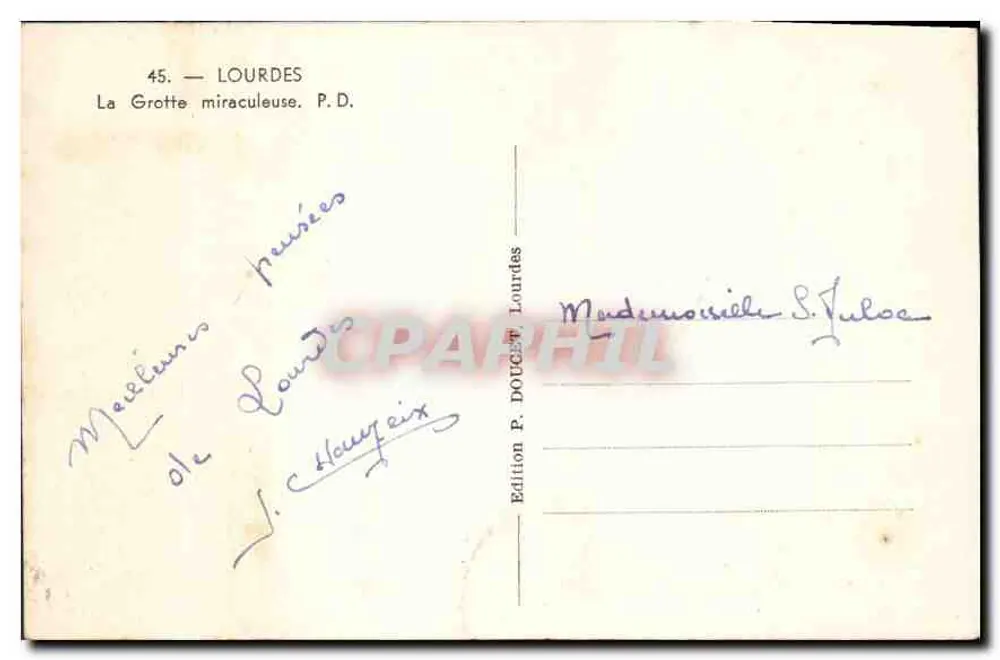 Lourdes — A Gruta Milagrosa — Edição P. DOUCHEIX - Verso