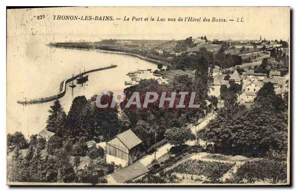 Thonon-les-Bains — Blick auf den Hafen und den See vom Hôtel des Bains — LL - Vorderseite