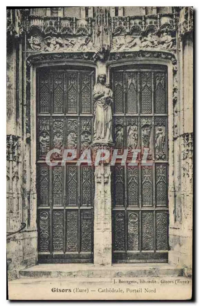 Gisors (Eure) — Catedral, Portal Norte — J. Bourgeis, lib.édit. Gisors (Eure) - Anverso