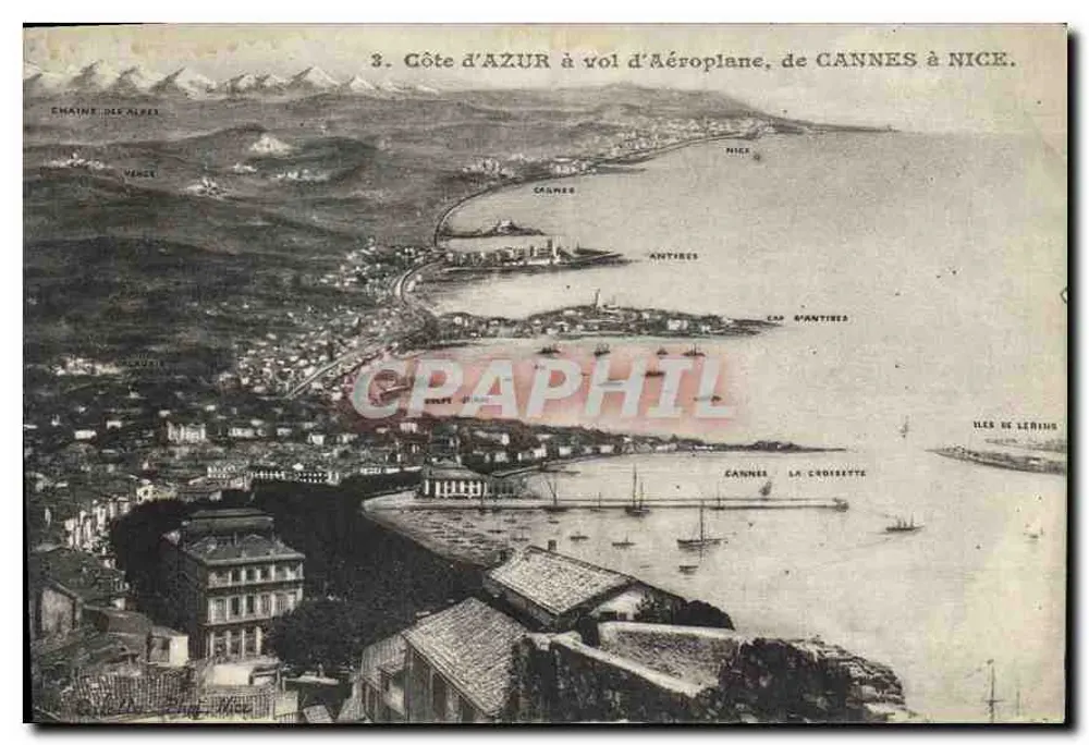 Costa do Azul por voo de avião, de Cannes a Nice — Editor: Guita frères, Nice - Frente