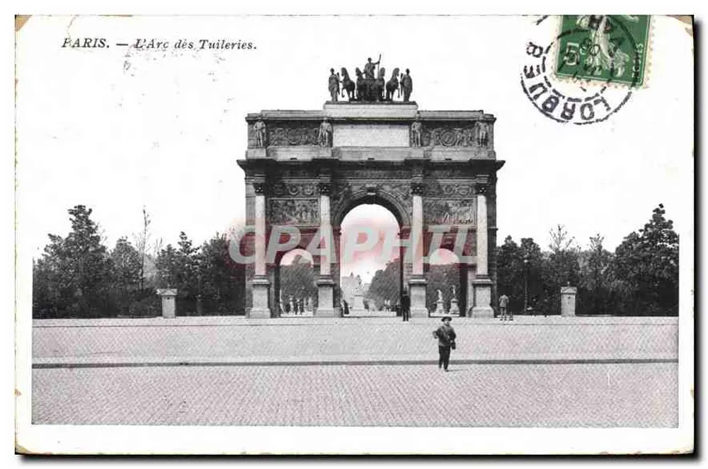 PARIS — L'Arc des Tuileries — éditeur non visible, n° de série non lisible - Frente