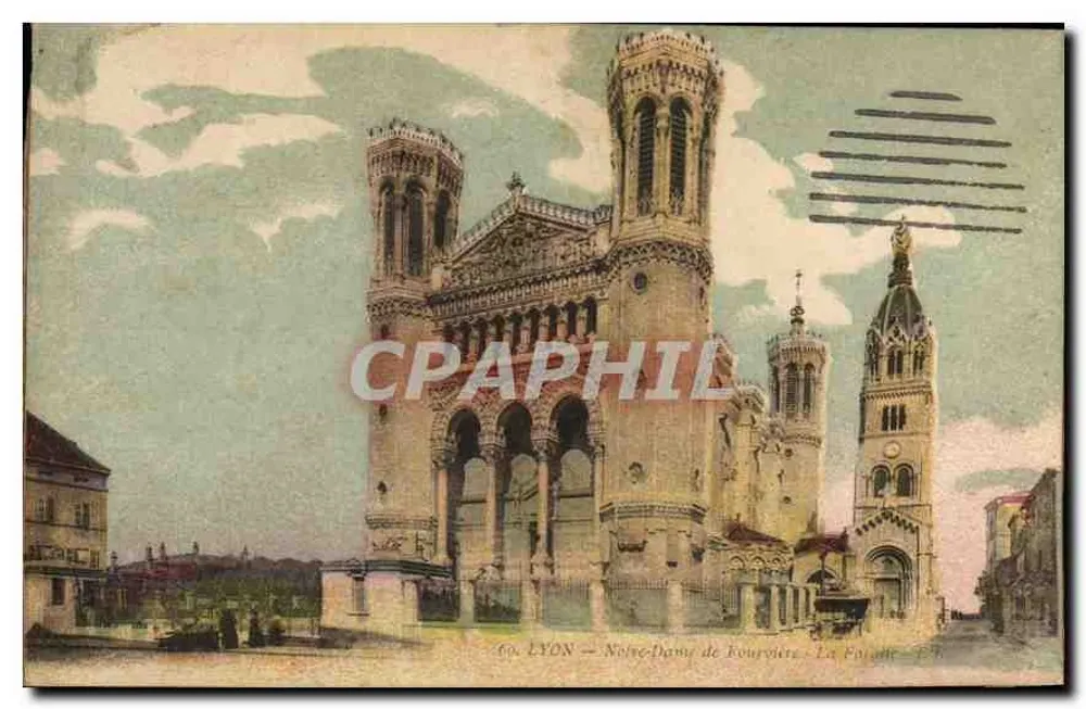 LYON — Nossa Senhora de Fourvière — A Fachada — E.R. - Frente