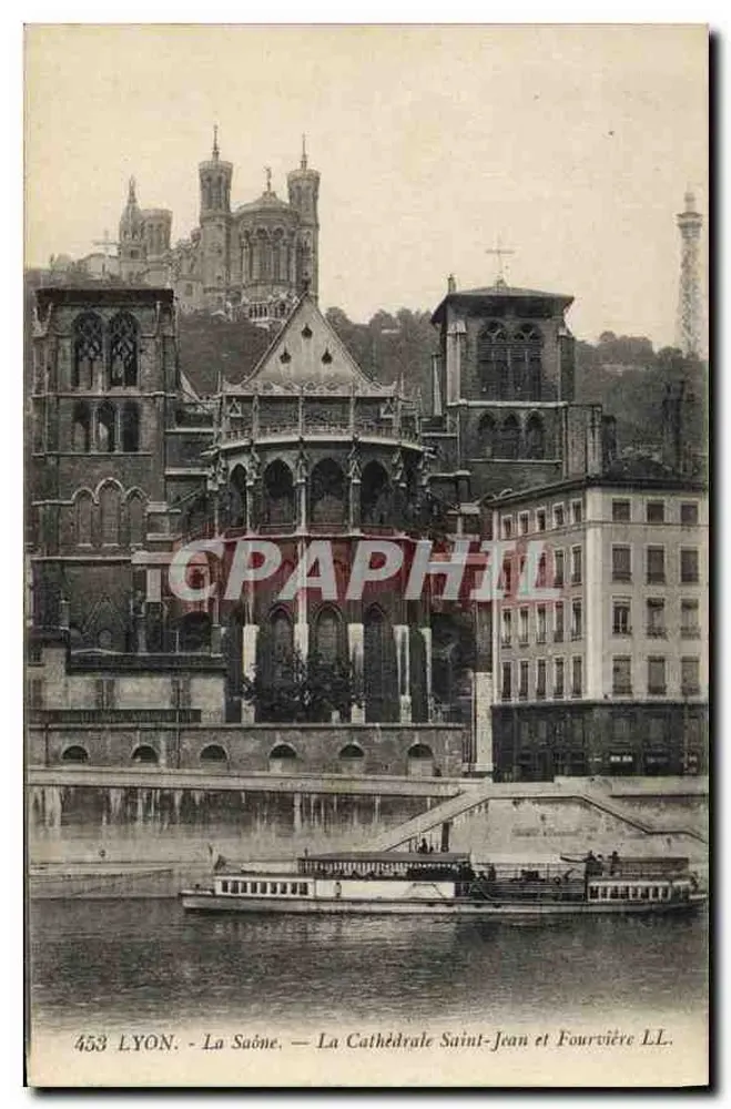 LYON - Die Saône - Die Kathedrale Saint-Jean und Fourvière LL. - Nr. 453 - Vorderseite