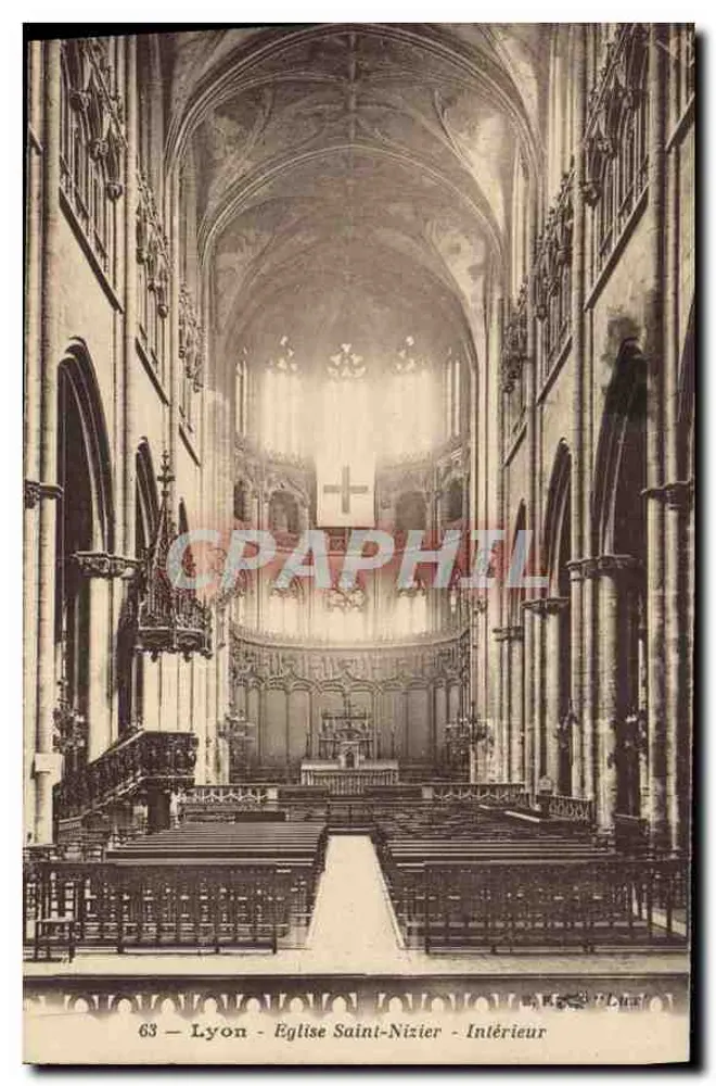 Lyon - Igreja de São Nizier - Interior — editor R. G. L. n° 63 - Frente