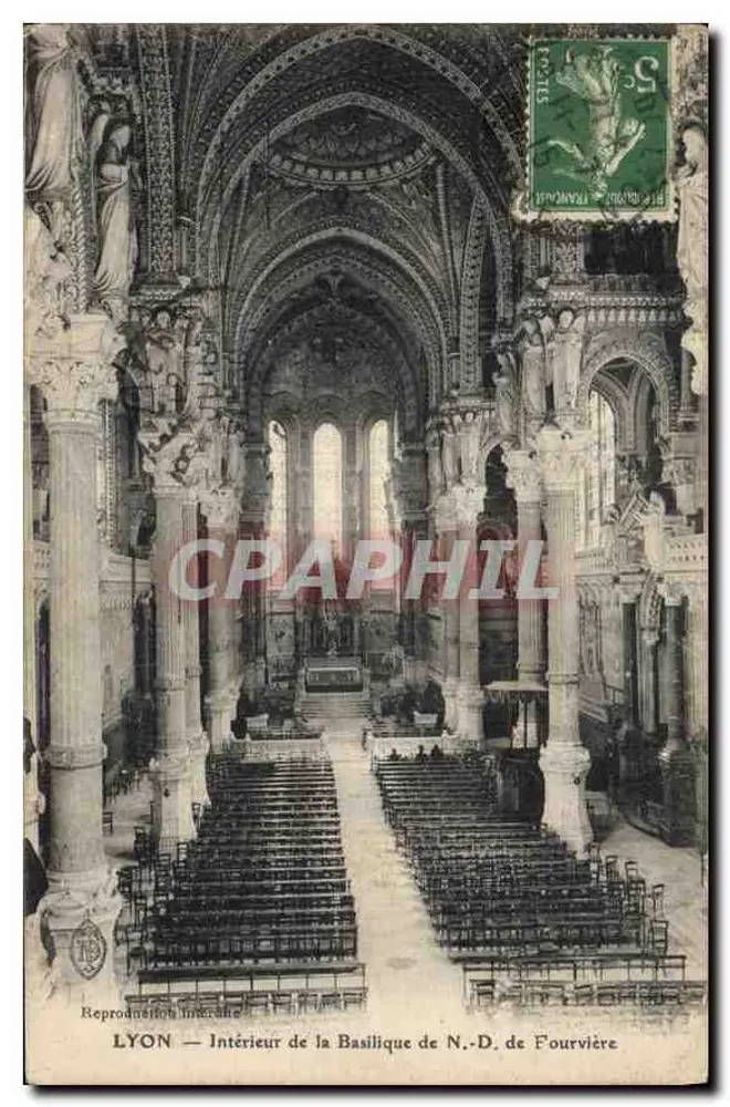LYON — Interior da Basílica N.-D. de Fourvière — Reprodução Imprime - Frente