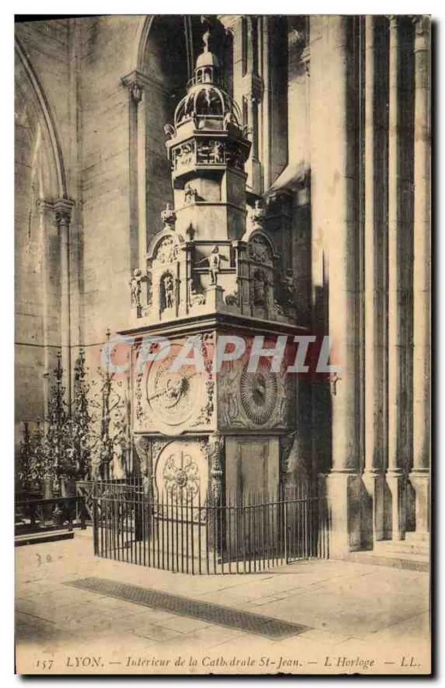 Lyon — Innenansicht der Kathedrale Saint-Jean — Die Uhr — LL - Vorderseite