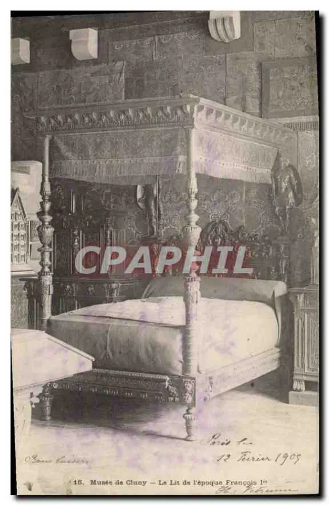 Cluny-Museum — Das Bett aus der Zeit von Franz I. — Verlag: Paris - Vorderseite