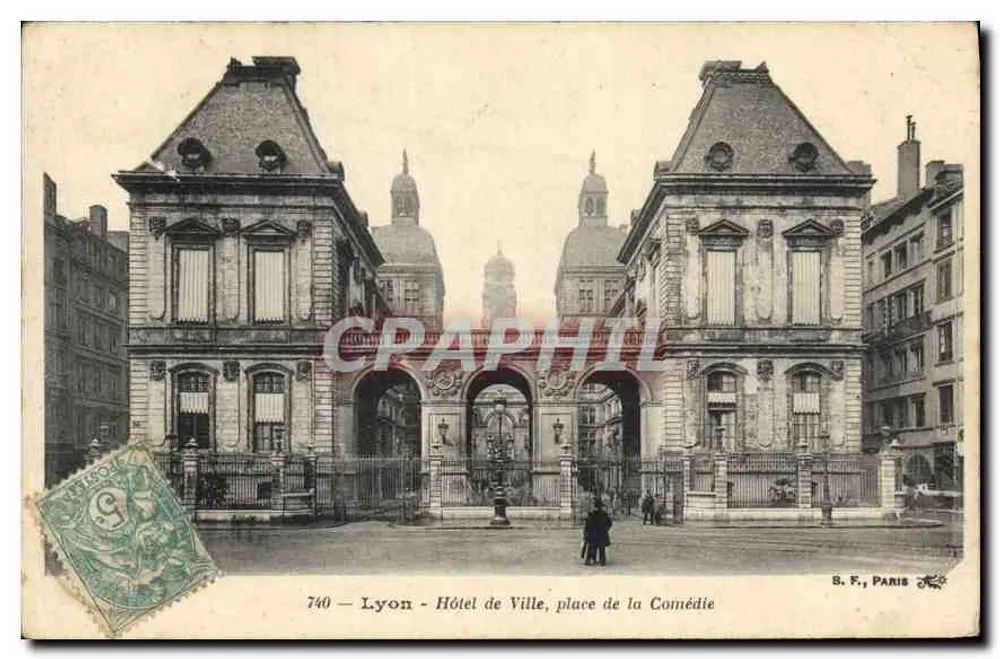 Lyon - Rathaus, Place de la Comédie — B. F., PARIS, n° 740 - Vorderseite