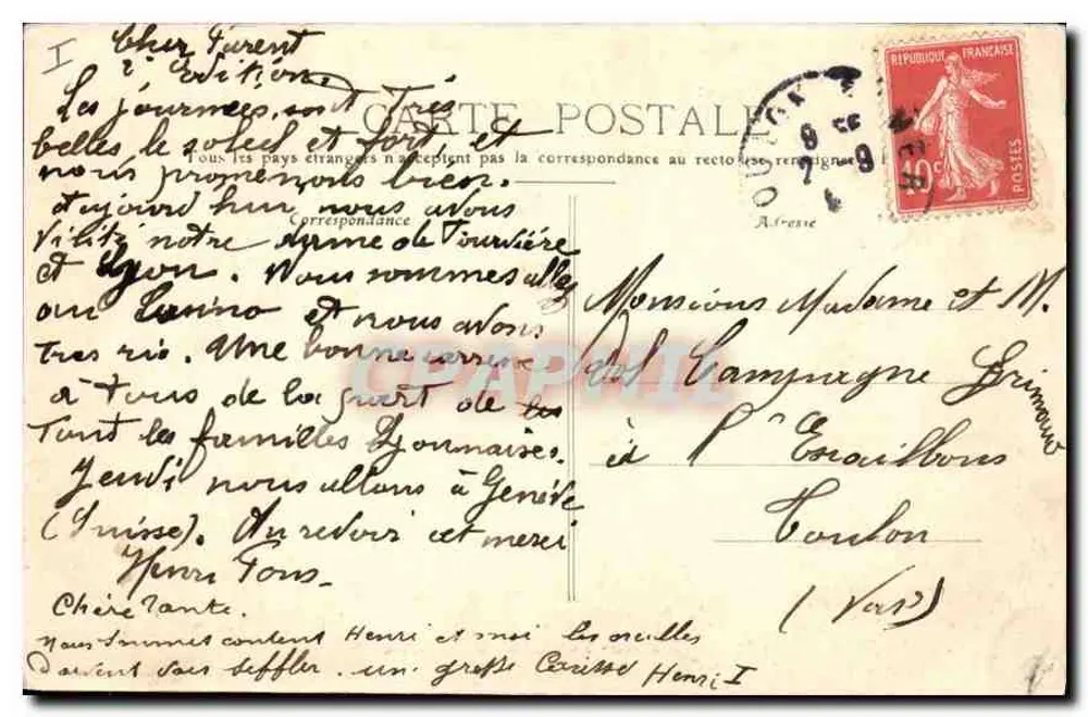LYON - Fontaine Bartholdi — Edit. D. T. - Verso