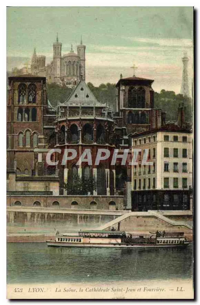 Lyon — Die Saône, die Kathedrale Saint-Jean und Fourvière — LL, Nr. 453 - Vorderseite