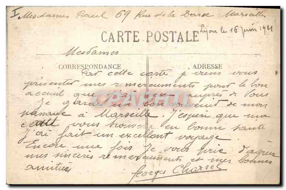 LYON — Panoramablick — Die Kathedrale und die Tilffitt-Brücke — Carrier, Verlag, abgegeben - Rückseite