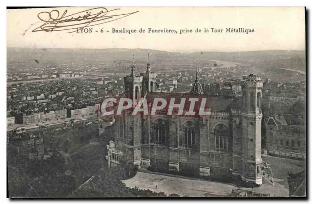 LYON - 6 - Basilique de Fourvières, Blick von der Metalltürme - Vorderseite