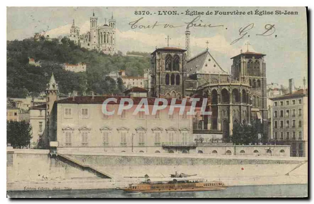 Lyon - Kirche Fourvière und Kirche St-Jean — Verlag G. D. Nr. 8370 - Vorderseite