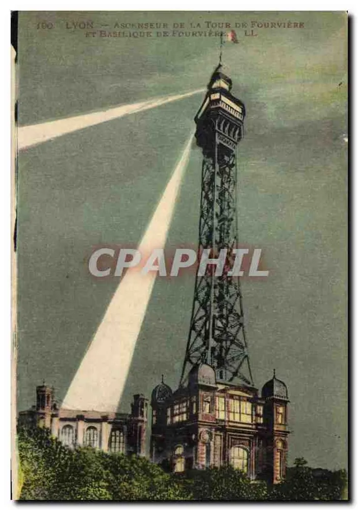 LYON — Aufzug der Fourvière-Turm und Basilika von Fourvière — LL - Vorderseite