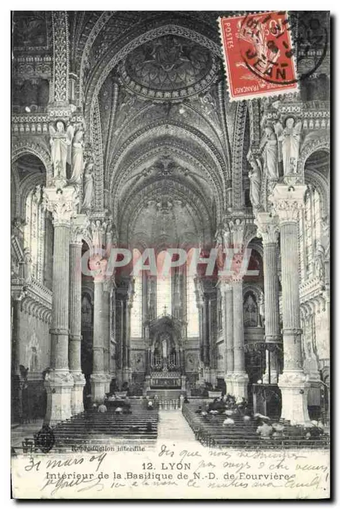 Interior da Basílica N.-D. de Fourvière — Lyon — Reprodução proibida - Frente