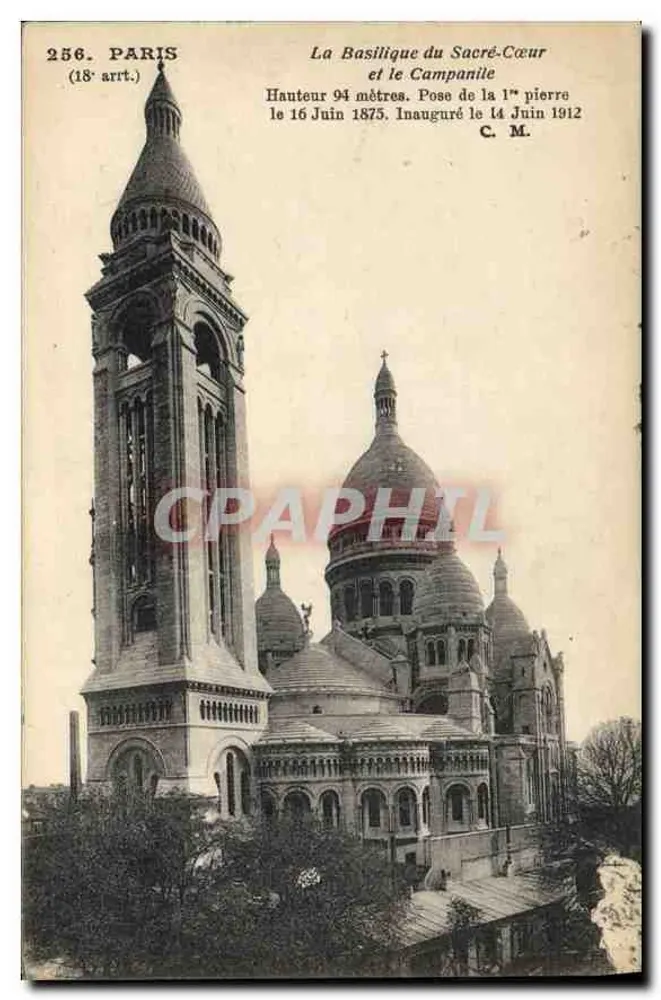 Paris — Die Basilika des Heiligen Herzens und der Glockenturm — C. M. n° 256 - Vorderseite
