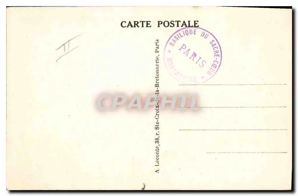 Paris — O Velho Montmartre — editor François D'Arcy, n° 134 - Verso