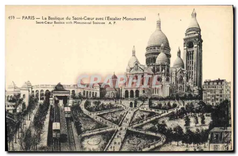 Paris — Basilika des Heiligen Herzens mit dem Monumentalen Treppenaufgang — A.P. n°459 - Vorderseite