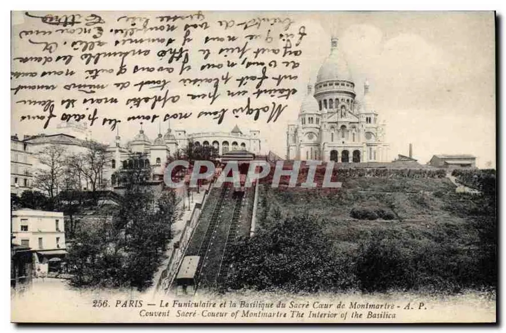 Paris — Der Seilbahn und die Basilika des Heiligen Herzens von Montmartre — A. P. - Vorderseite