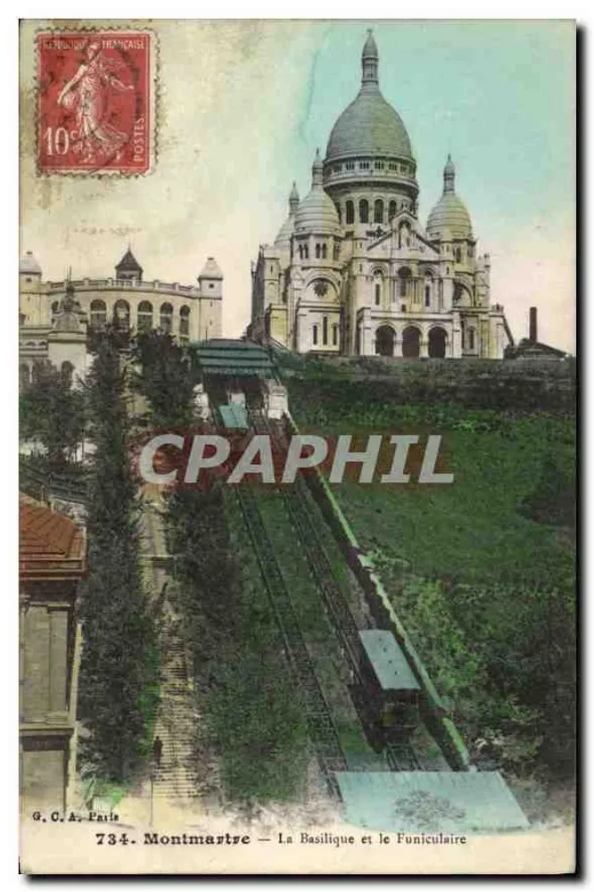 Montmartre — A Basílica e o Funicular — G. O. A. Paris, n° 734 - Frente