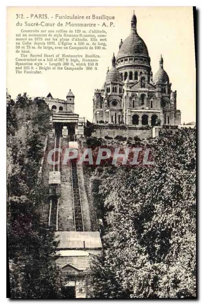 Paris - Seilbahn und Basilika des Heiligen Herzens von Montmartre - A.P. - Vorderseite