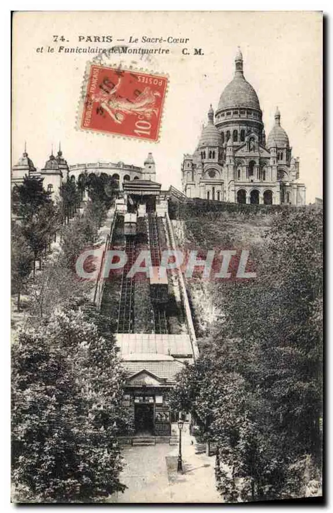 Paris — Der Sacré-Cœur und die Montmartre-Bergbahn — C. M. - Vorderseite